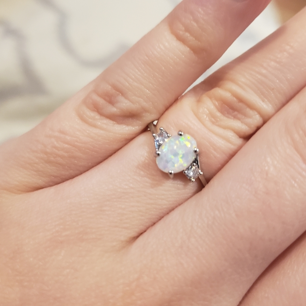 Opal Moonstone Crystal Ring